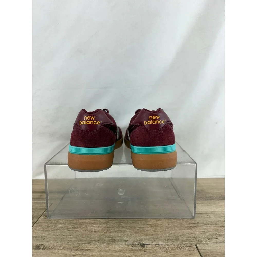 New Balance AM574HNS Mens 9.5 Burgundy Suede Skate Shoes Gum‎ Sole Low Top